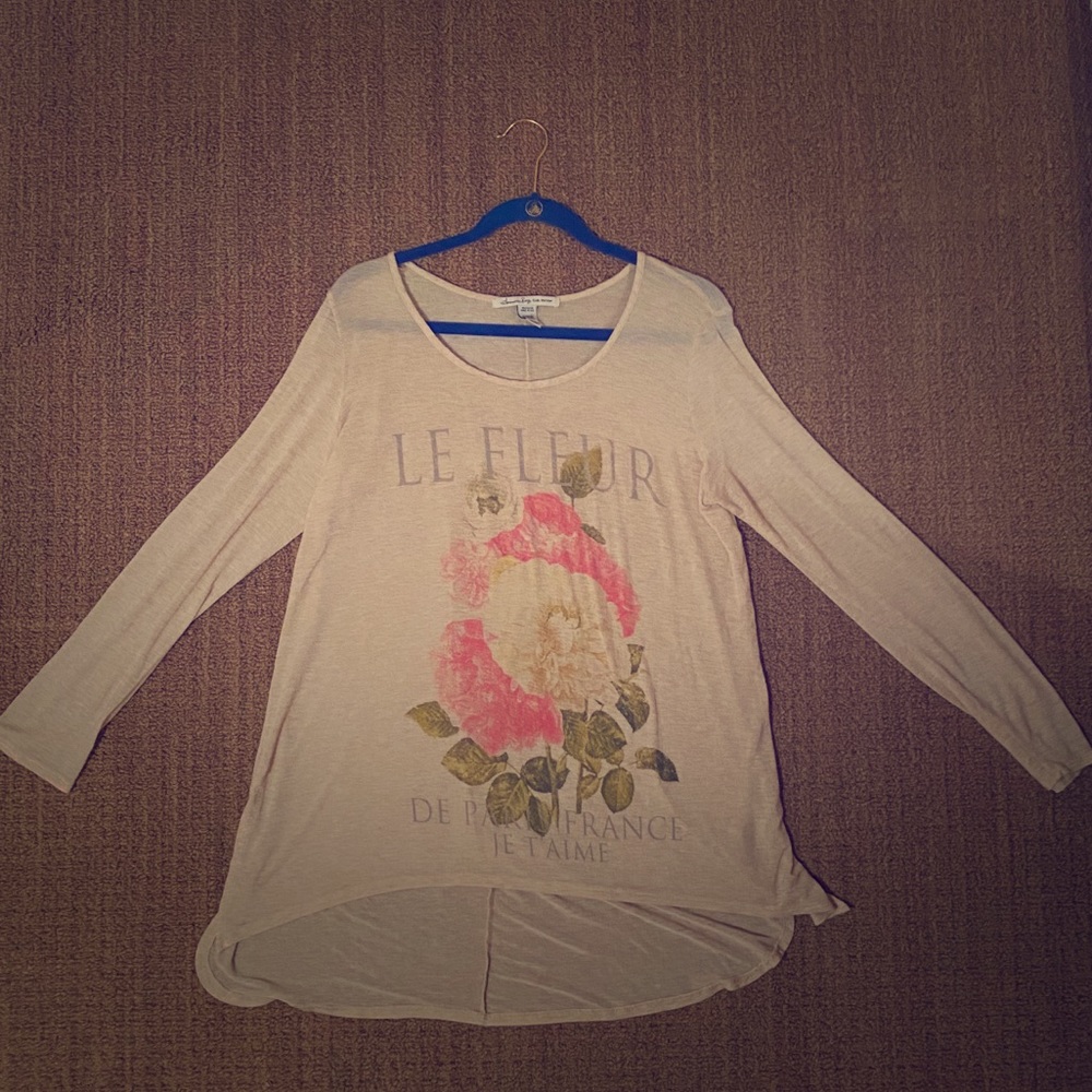 American Rag Cream, Pink Peony Print Long Sleeve
